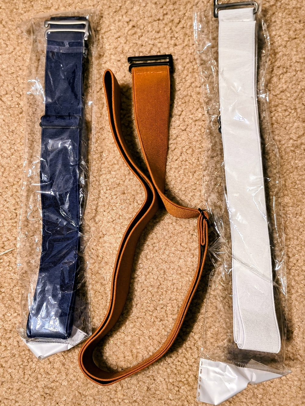 Bundle Of Elastic Adjustable Women’s Belt  - Brown, Blue, White